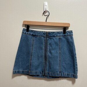 Altar’d state high rise a-line zipper front denim jean mini skirt fall cute XS